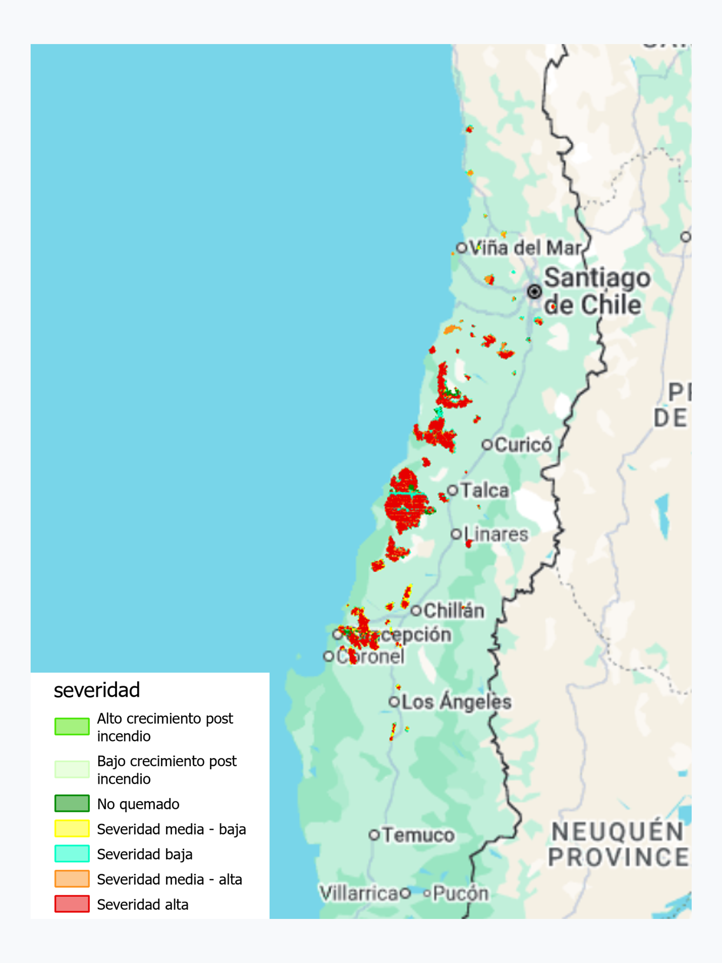 Severidad por Incendios Forestales sobre Uso de Suelo y Vegetación del 01 de Enero al 10 de Febrero 2017